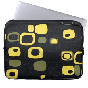 Gelb, Limon, schwarz Retro Abstrakte Kunst Laptopschutzhülle