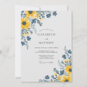 Gelb malerische ländliche Hochzeit Einladung