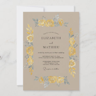 Gelb malerische Vintage-Hochzeit Einladung