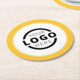 Gelb markiertes Logo für Werbeaktionen Runder Pappuntersetzer
