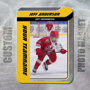 Gelb-Metall-Eishockey-Foto Magnet