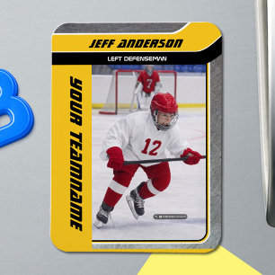 Gelb-Metall-Eishockey-Foto Magnet