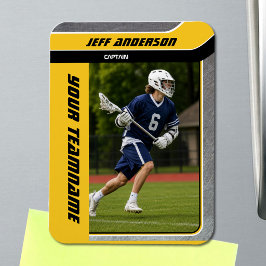 Gelb Metall Lacrosse-Spieler-Foto Magnet