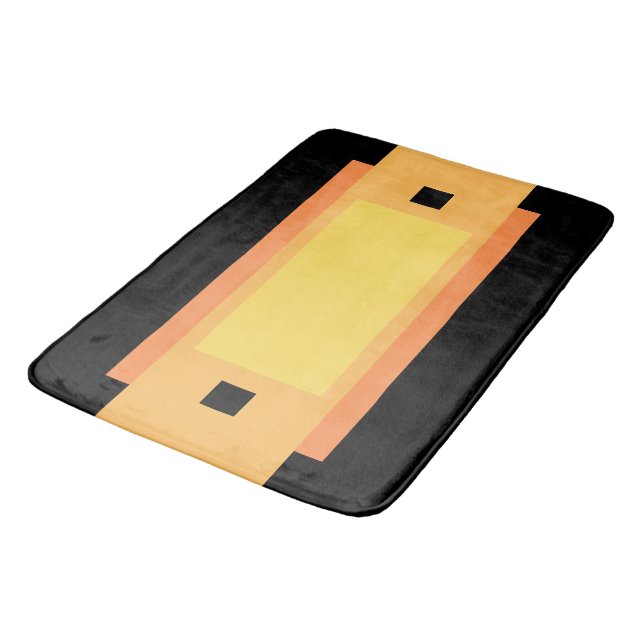 Gelb Minimal Orange Schwarz Badematte (Schrägansicht)