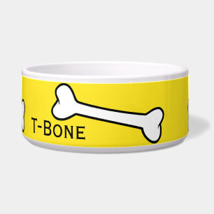 Gelb mit Cartoon Knochen Custom Pet Bowl Napf