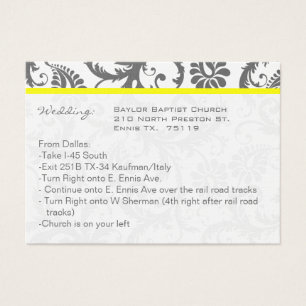 Gelb mit grauem Damast Hochzeitsinfo-Karten