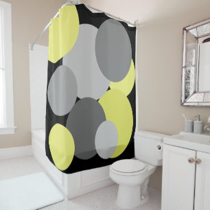 Gelb mit grauem Polka Dots Duschvorhang
