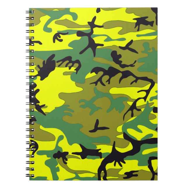 Gelb mit Green Camouflage Notebook Notizblock (Vorderseite)
