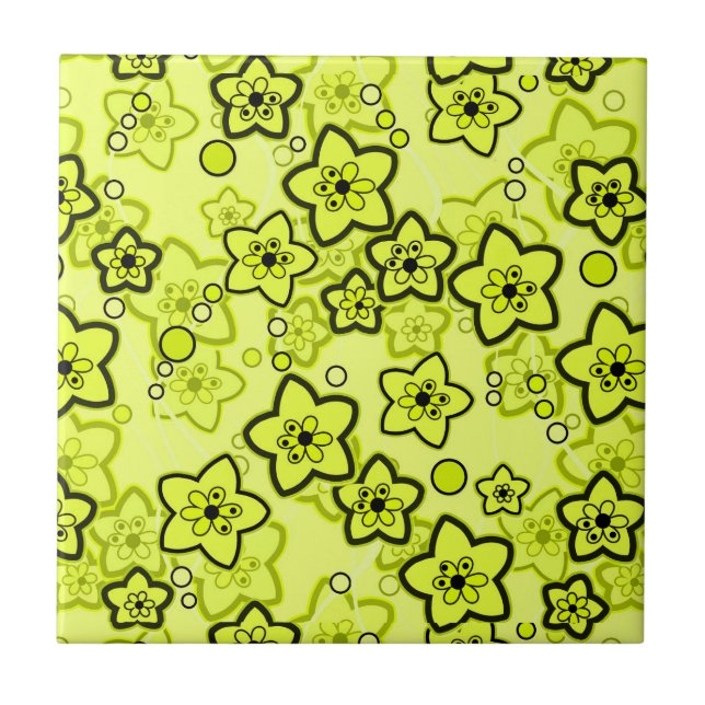Gelb mit schwarz leuchtendem Neuralmuster Fliese (Vorderseite)
