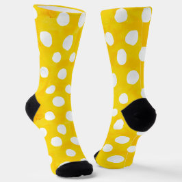 Gelb mit weißen Polka-Punkten Socken