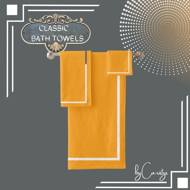 Gelb mit weißer Grenze Badhandtuch Set (Von Creator hochgeladen)