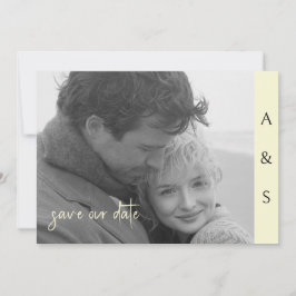 Gelb Modernes, einfaches B/W-Foto horizontal Save The Date