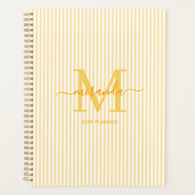 Gelb-monogramm-personalisierter Planer (Vorderseite)