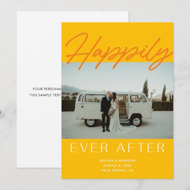 Gelb nach Hochzeitsankündigung glücklich immer Einladung (Vorne/Hinten)