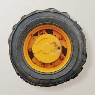 Gelb-orange-Antikwagenreifen Rundes Kissen