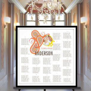 Gelb Orange Aqua Minze Persimone Paisley Hochzeit Poster