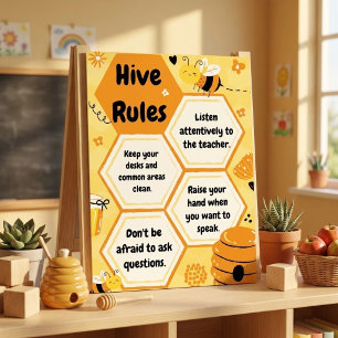 Gelb Orange Biene Thema Klassenregeln Benutzerdefi Poster