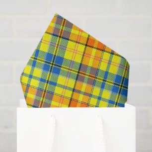 Gelb Orange Blau Kariertes Tartan Design Seidenpapier