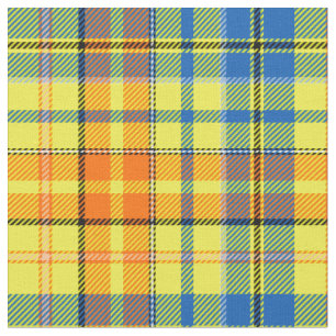 Gelb Orange Blau Kariertes Tartan Design  Stoff