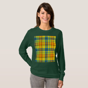 Gelb Orange Blau Kariertes Tartan Design T-Shirt