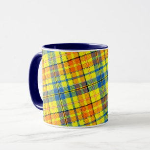 Gelb Orange Blau Kariertes Tartan Design  Tasse