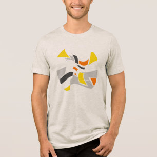 Gelb Orange Grau Schwarze geometrische Formen Oval Tri-Blend Shirt
