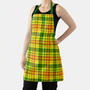 Gelb Orange Grün Kariertes Tartan Design  Schürze