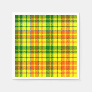 Gelb Orange Grün Kariertes Tartan Design Serviette