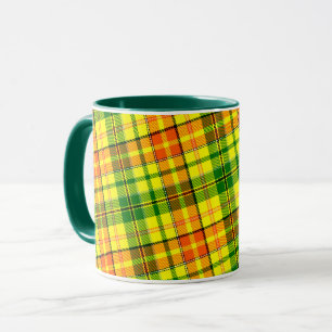Gelb Orange Grün Kariertes Tartan-Design Tasse