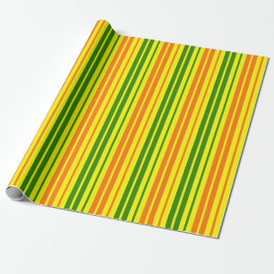 Gelb Orange Grün Vertikale Streifen Design Geschenkpapier