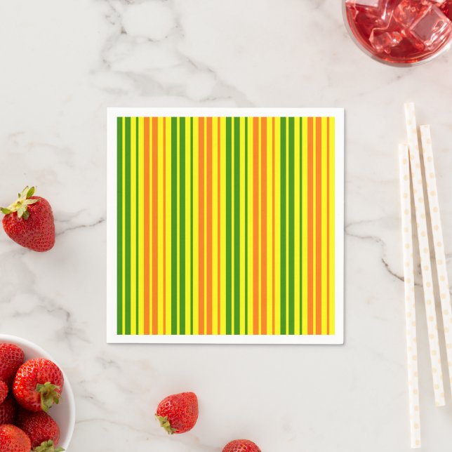 Gelb Orange Grün Vertikale Streifen Design   Serviette (Beispiel)