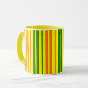 Gelb Orange Grün Vertikale Streifen Design Tasse