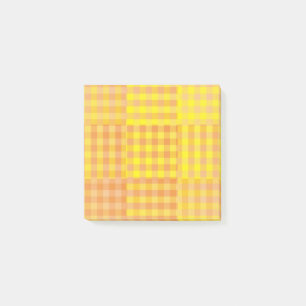 Gelb Orange Karo Patchworkmuster Post-it Klebezettel