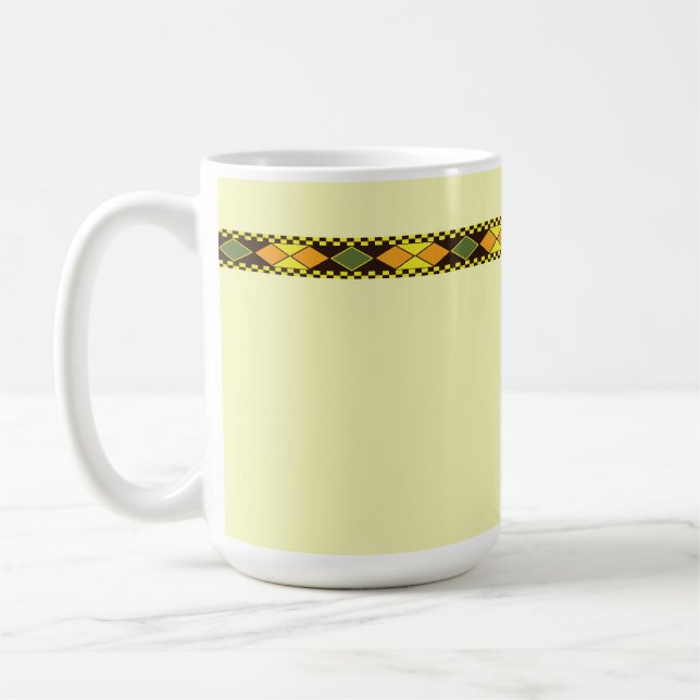 Gelb Orange Nahtloses Design Kaffeetasse (Links)