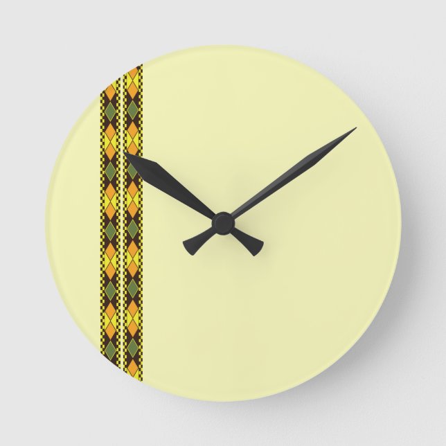 Gelb Orange Nahtloses Design Runde Wanduhr (Vorderseite)