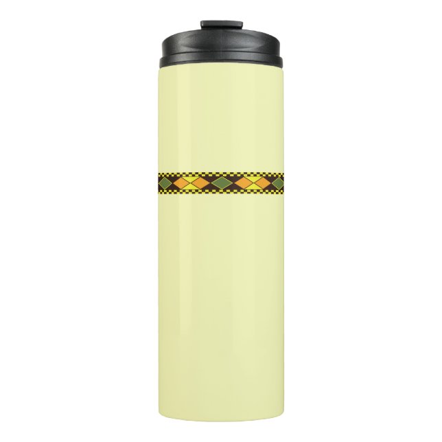 Gelb Orange Nahtloses Design Thermosbecher (Vorderseite)