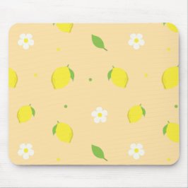 Gelb-orange nahtloses Muster mit weißen Blumen  Mousepad