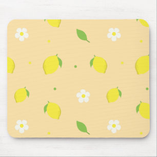 Gelb-orange nahtloses Muster mit weißen Blumen  Mousepad
