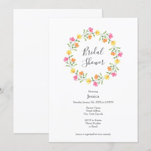 Gelb, orange, rosa Blumenkränz Einladung