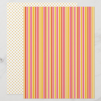Gelb, orange rosa Streifen und Polka Dots Scrapboo