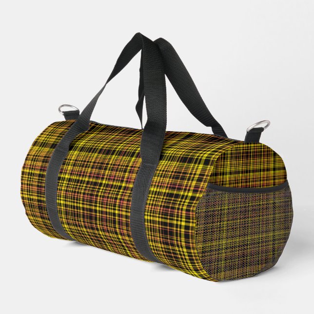 Gelb Orange Schwarz Karomuster Klein Duffle Bag (Rechte Ecke)
