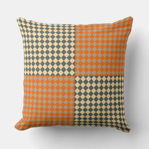 Gelb Orange Taupe Karo Diamant Muster Kissen