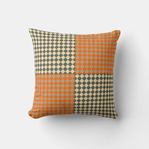 Gelb Orange Taupe Karo Diamant Muster Kissen