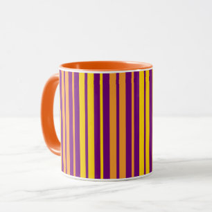 Gelb Orange und Lila Vertikalstreifen-Muster  Tasse