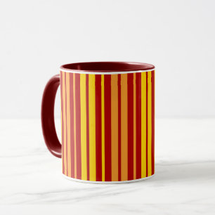 Gelb Orange und Rot Vertikal gestreiftes Muster  Tasse