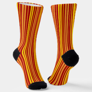 Gelb Orange und Rot Vertikalstreifen-Muster Socken