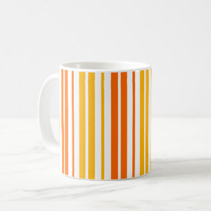 Gelb Orange und Weiß Vertikale Streifen Muster Kaffeetasse