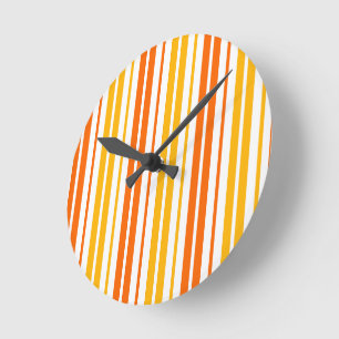 Gelb Orange und Weiß Vertikale Streifen Muster  Runde Wanduhr