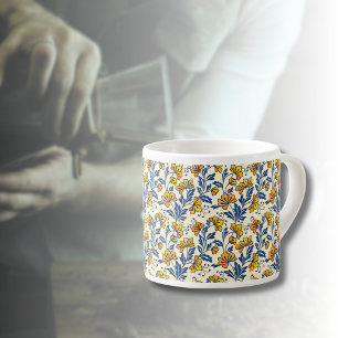 Gelb Orange Vintage-Volkstümliche Blumenmuster Bla Espressotasse