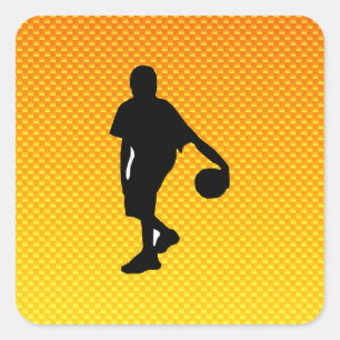 Gelb-orangeer Basketball Quadratischer Aufkleber
